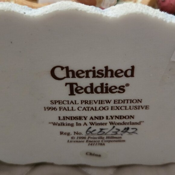 Christmas Figurine Cherished Teddies 5'' long 3'' wide 4.5" tall - Picture 9 of 9